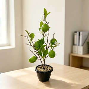Bonsái de limón artificial con maceta de 44 cm de altura, planta verde de la fortuna para decoración del hogar. - Product Image 3