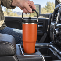 Gourde de voyage personnalisée de 30 oz avec couvercle à bec verseur en acier inoxydable, poignée de transport pliable, double paroi sous vide pour le bureau et l'université