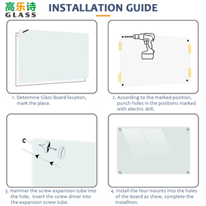 Gaoleshi Kính Từ Bảng Trắng 4Mm Dày Dễ Dàng Cài Đặt Không Khung Nhiệt Tempered Glass Hội Đồng Quản Trị Cho Các Trường Học Văn Phòng (90X120 Cm) - Product Image 2