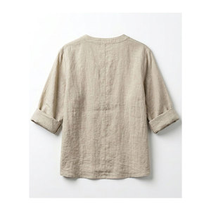 Awesome Sales Fantastic Quality <b>Linen</b> Cotton Blend Relaxed Fit Summer Split Neck <b>Tunic</b> Women Blouses Elegant Tops - Product Image 1