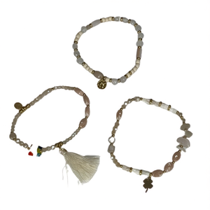 Fashion <b>Beaded</b> <b>Bracelets</b> Set 316L Stainless Steel PVD <b>Gold</b> Plating Sustainable Resistant Multi-Style Jewelry Accessories - Product Image 2