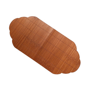 Bamboo Woven Tea <b>Mat</b> Irregular Shape Carbonization Color Lacquered Master Seat Japanese Zen Style Tea Ceremony Accessory Coaster - Product Image 1