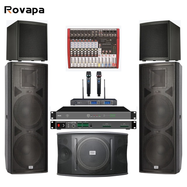 Multi Altavoz De Rango Completo Doble 15 Pulgadas 600W Profesional Subwoofer Bajo Amplificador Mezclador De Audio Activo Pasivo