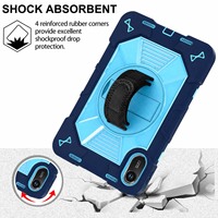 Casing Tablet Anti-Shock Heavy Duty Warna Biru Dongker untuk Redmi Pad 2 11 inci dengan Stand Rotasi 360 Derajat dan Tali Pergelangan Tangan