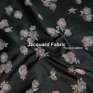 नई लड़कियों की शादी काले गुलाबी रंग के सुंदर फूल ब्रोकेड जैक्वार्ड डमस्क कपड़े 100% पॉलिएस्टर नरम हाथ की भावना - Product Image 4