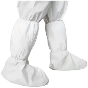 SF Microporous Disposable Non Woven TYPE5/6 Pelindung Kimia Antistatik Penutup Sepatu Boot Tinggi Kedap Air