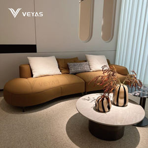 Sofá Seccional Reclinable de Cuero Genuino Color Tan, Moderno y Contemporáneo, de Alta Gama, Tres Plazas, Curvo y Suave, con MOQ Bajo y Mejor Valoración - Product Image 1