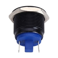 Onpow 19Mm Surface noire Interrupteur à bouton-poussoir en métal à tête plate sans verrouillage avec bornes à 2 broches (Gq19F-10/J/A) Ce, Rohs