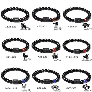 Douze bracelets d'horoscope pour hommes et femmes, perles de bijuteras artesanal pour bracelets