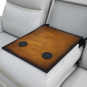 Light Grey Breathing Leather <b>3</b>-<b>Piece</b> Living Room Recliner <b>Sofa</b> <b>Set</b> - Product Image 3