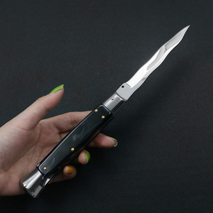 Cuchillo plegable portátil profesional padrino herramienta de supervivencia de acero 440 mango de resina Botón de cambio de hoja DIY grado OEM - Product Image 4