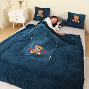 Épaissie <span class=keywords><strong>et</strong></span> polaire coussin couette canapé multifonctionnel en peluche en peluche confortable couverture brodée douce - Product Image 2