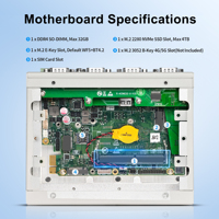 Mini PC CWWK U12 sin ventilador i3 i5 i7 J6412 8265U 2 x Gigabit LAN 4 x RS232/RS485/RS422 COM GPIO USB3.2 Ordenador industrial para carril DIN