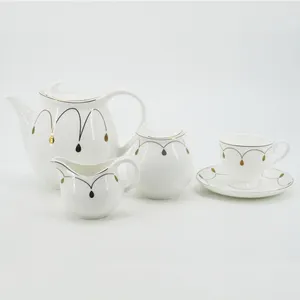 15pcs home or restaurant fine bone china decal tea set ceramic