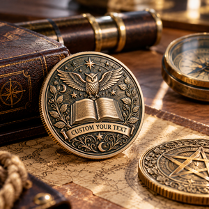 Custom Fantasy Challenge Coins Antique Copper Owl Book Star 3D Relief Double Sided Club Commemorative Collectible Gifts - Product Image 2