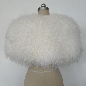 2026 Al por mayor Poncho, chal, capa y mantón <span class=keywords><strong>de</strong></span> lana esponjosa <span class=keywords><strong>de</strong></span> lujo para mujer, <span class=keywords><strong>de</strong></span> piel <span class=keywords><strong>de</strong></span> Mongolia, para invierno - Product Image 4