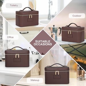 Round PU Pebble Leather Custom Logo Complimentary Vanity Bag Case Cosmetic Makeup Travel Case with <b>Mirror</b> - Product Image 6