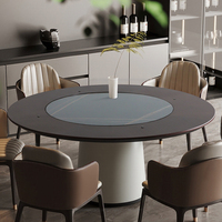 Luxus Herrenhaus Villa Hotel Club Esszimmer möbel Runder Esstisch Eingebetteter rotierender Marmor Holz Arbeits platte Panel Style