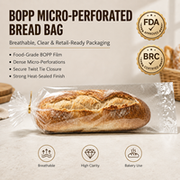 Sacs à baguettes en plastique certifiés FDA BRC, sacs à pain micro-perforés BOPP