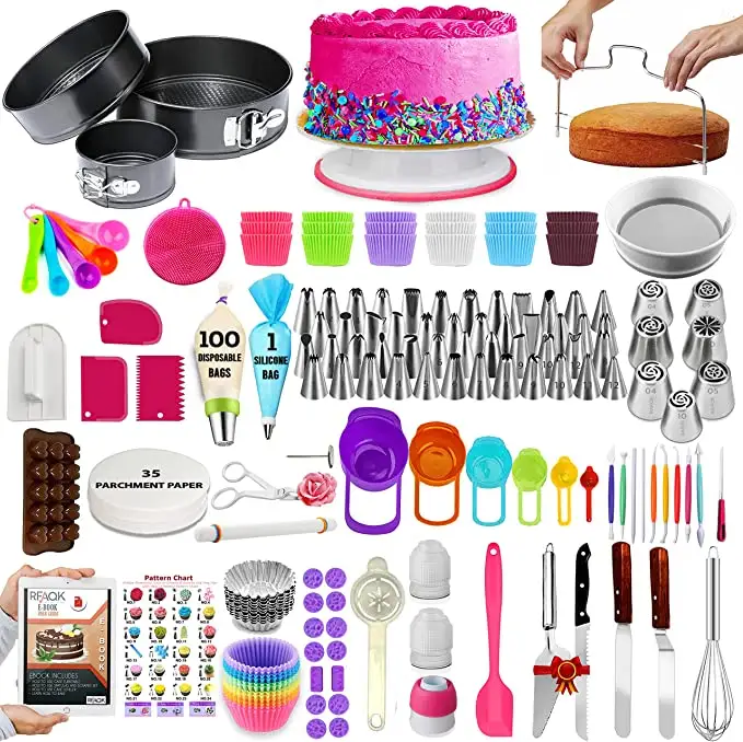 500 Pcs Cake Turntables Decoration Accessories Wholesale Stainless Steel Kit Baking Pastry Cake Decorating Tools Set