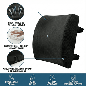 Cojín de Soporte Lumbar Ortopédico de Espuma Viscoelástica para <span class=keywords><strong>Silla</strong></span> de Oficina, Almohada de Soporte para la Espalda, Corrector de Postura Ergonómico, Alivio del Dolor - Product Image 2