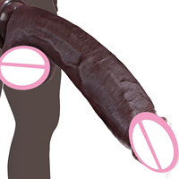 Dildo Masculino Gigante de 11 Pulgadas, Realista, Color Negro Carne, Silicona Líquida Suave, Juguete Sexual para Adultos, Diseño Café