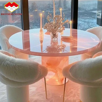 Dalle de marbre rose onyx naturel poli, translucide, rétroéclairée, pour panneau mural intérieur