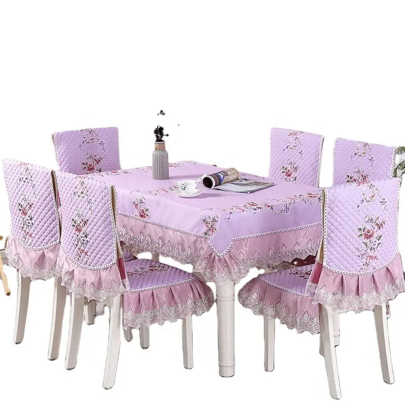 Скатерть и чехлы на стулья элегантная скатерть из полиэстера для банкета свадьбы Набор чехлов на стулья для прямоугольного стола