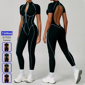 Tuta Sportiva Estiva da Donna, Set Yoga Cross-Border, Abbigliamento Fitness, Bellissima Tuta Yoga Corta con Colori a Contrasto - Product Image 1