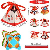 Boîtes à bonbons de Noël, 6 styles, boîtes en papier avec ruban, boîtes à bonbons triangulaires pour les fournitures de fête de Noël