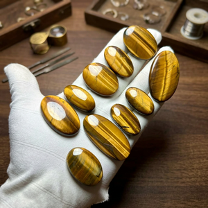 Cabochons en Œil de Tigre Doré Naturel, Formes Mixtes, Pierres Précieuses Polies en Vrac, Vente en Gros pour la Fabrication de Bijoux et le Wire Wrapping - Product Image 4