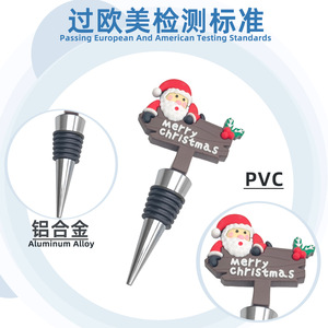 Christmas Wine Bottle Stopper Set Plastic Santa Snowman Decorative Corks For Holiday Gift Red Wine Preservation - Product Image 5