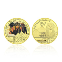 Médaille commémorative en fonte plaquée or du pharaon égyptien - Cadeau souvenir de la collection de l'Égypte ancienne