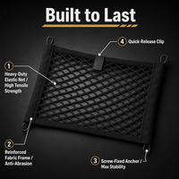 Filet de rangement noir élastique et extensible réglable pour accessoires intérieurs de voiture, SUV, camions, filet de coffre avec crochets, filets en plastique découpables