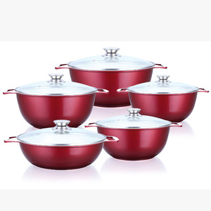 <b>Cookware</b> <b>Set</b> Marble Die Cast Non Stick Pots With Lids 10 Piece <b>Induction</b> Compatible Oven Safe Superior Quality - Product Image 1