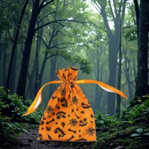 Halloween Organic Cotton Drawstring Gift Pouch 13x16cm Security Environmental Bag Embroidered Logo for Jewelry <b>Bracelets</b> Watches - Product Image 1