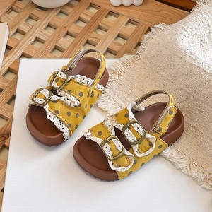 <span class=keywords><strong>Sandales</strong></span> antidérapantes pour filles et enfants, avec boucle réglable, à pois, avec garniture en dentelle, pour la plage, usage quotidien décontracté - Product Image 4