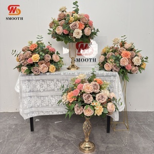 Boule de fleurs artificielles en soie faite à la main par SMOOTH, couleur marron, orange, vert, herbe, douce, décoration de mariage, anniversaire, Saint-Valentin - Product Image 6