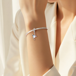 Encantador dije de plata de ley S925 con piedra lunar, diseño de rana, pingüino y pez gigante, ideal para pulseras, abalorios y colgantes DIY. - Product Image 5