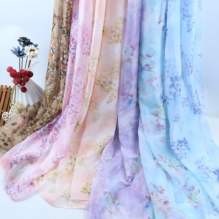 High quality Chinese style silk ancient costume three-dimensional floral 30D printed chiffon fabric