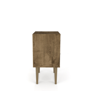 Comodino Rustico Marrone e Bianco con 2 Cassetti, Arredamento Camera da Letto Stile Mid-Century Modern - Product Image 5