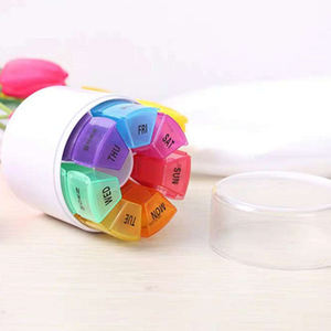 Pastillero Semanal Mini al por Mayor, 7 Días, 4 Tomas Diarias, 28 Compartimentos, Caja de Pastillas Redonda, Organizador de Pastillas Semanal Colorido - Product Image 5