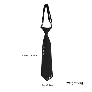 Corbata Circular Negra con Decoración de Remache de Anillo, Sin Nudo, para Hombres y Mujeres, Uniforme JK, Venta al por Mayor - Product Image 4