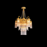 Lustre moderne en cristal de luxe avec lumière chaude 3000K, installation facile, hauteur réglable pour usage domestique et commercial