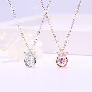 Collane con Ciondolo a <span class=keywords><strong>Cuore</strong></span> in Argento S925 Placcato, Catena con Strass, per Anniversario, Vendita all'Ingrosso - Product Image 6