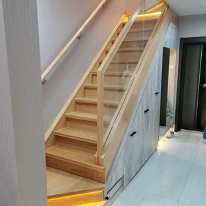 <span class=keywords><strong>Escalera</strong></span> Flotante Recta Moderna de <span class=keywords><strong>Madera</strong></span> Sólida para Exteriores con Barandillas de Vidrio, Cuarto de Almacenamiento, Personalizable en Tamaño <span class=keywords><strong>y</strong></span> Color, Ecológica - Product Image 3