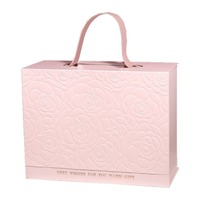 Boîte cadeau réutilisable de luxe sur le thème des roses, personnalisable en trois tailles, avec poignée, emballage en papier portable, votre propre logo