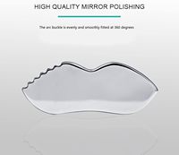Outil de massage Gua Sha en acier inoxydable 304 en forme de lèvre, grattoir facial, plaque de grattage corporel, couteau de fascia musculaire, massage des tendons