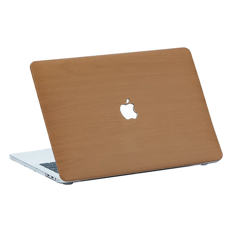 Grain de bois en cuir PU pour ordinateur portable Pro étui rigide protecteur Apple housse pour ordinateur portable pour Macbook Air M2 13.6 pouces