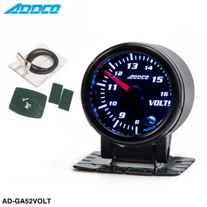 ADDCO汽车2 "52毫米7色发光二极管烟雾面电压表伏特测量仪，带传感器汽车仪表AD-GA52VOLT
